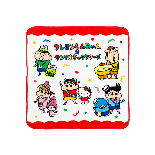 クレヨンしんちゃん×サンリオキャラクターズ　ハンドタオル　みんなであそぼう