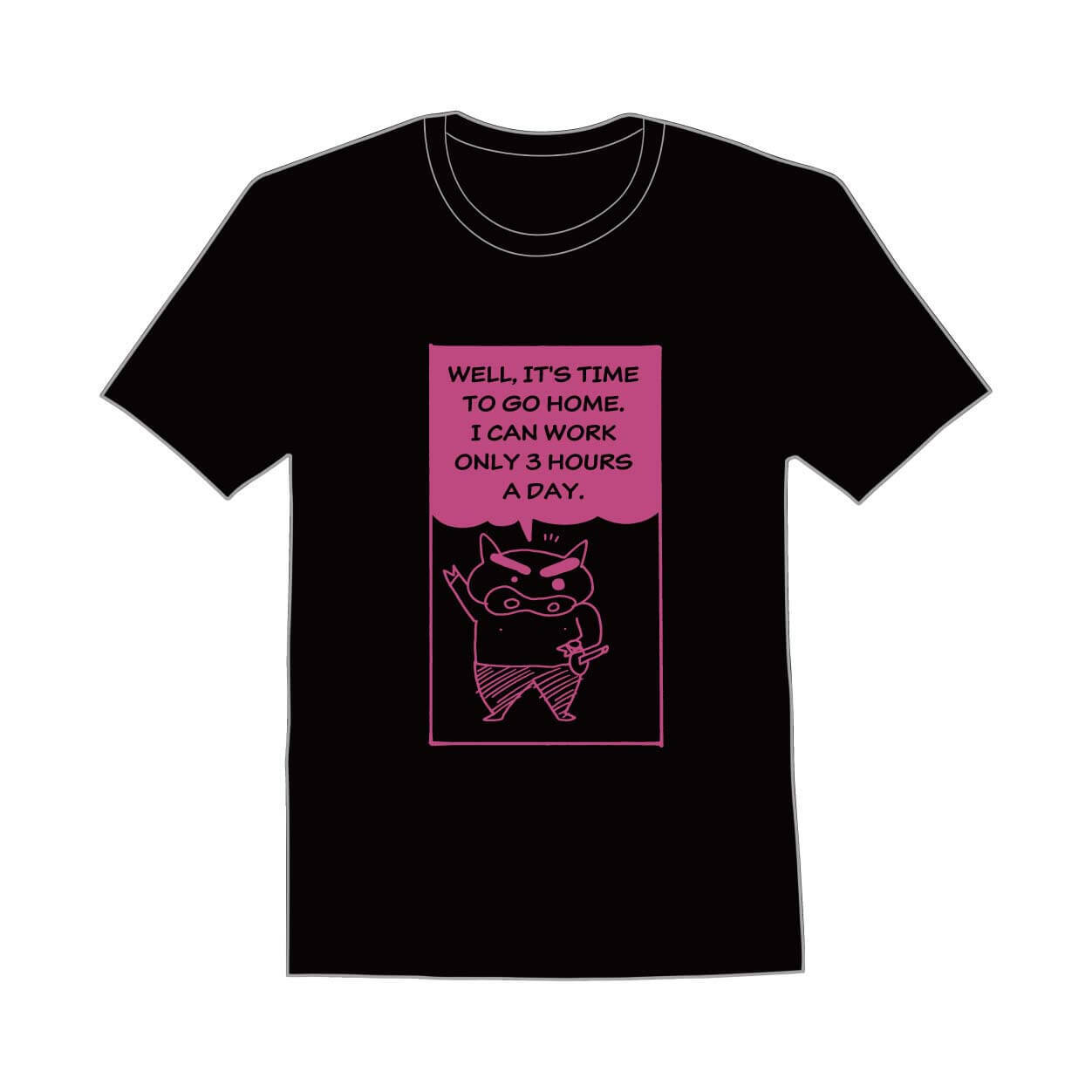 クレヨンしんちゃん　ピンクラメのTシャツ　ぶりぶりざえもんの名言English ver.　BK(Free size)