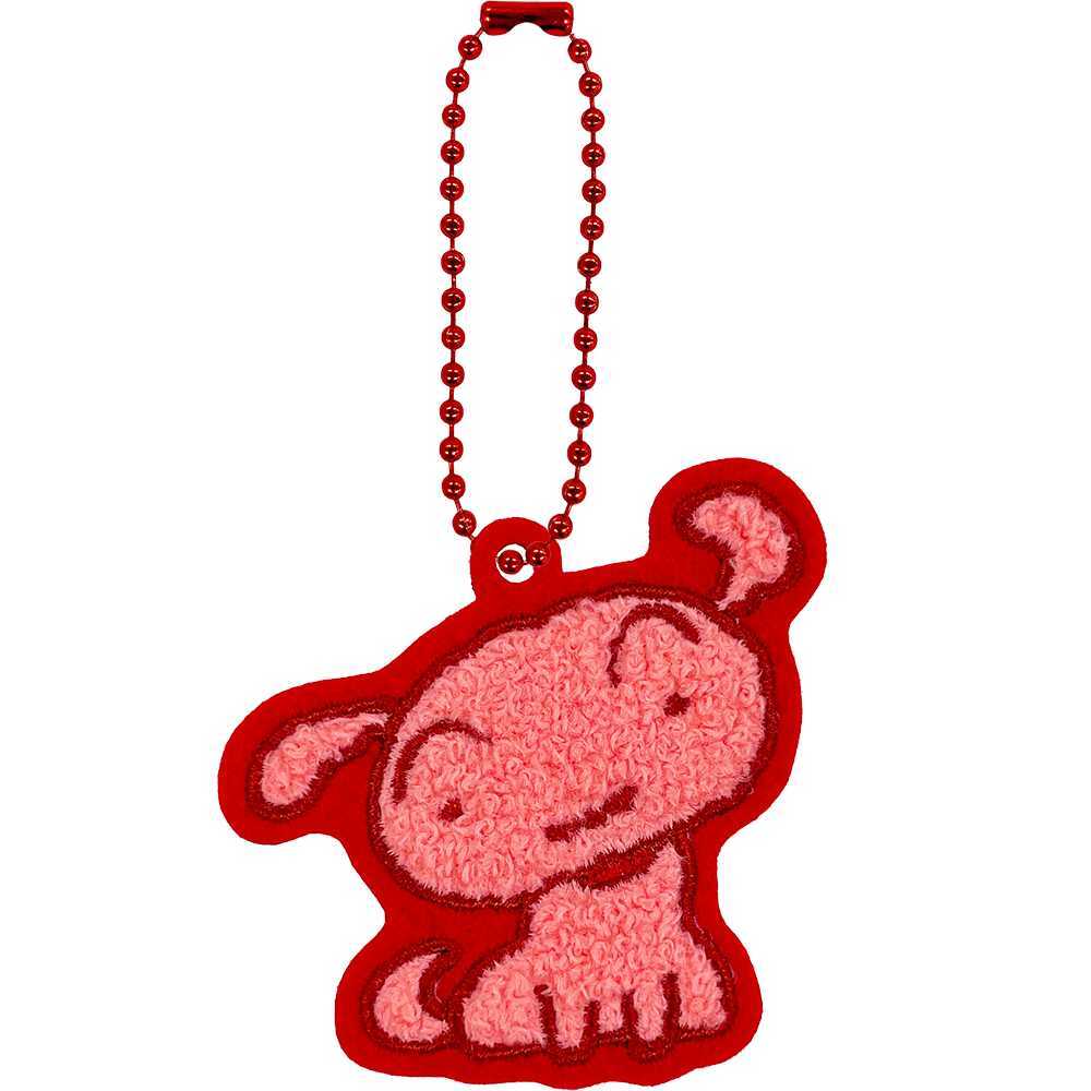クレヨンしんちゃん　サガラ刺繍キーホルダー　カラフルシロ　レッド