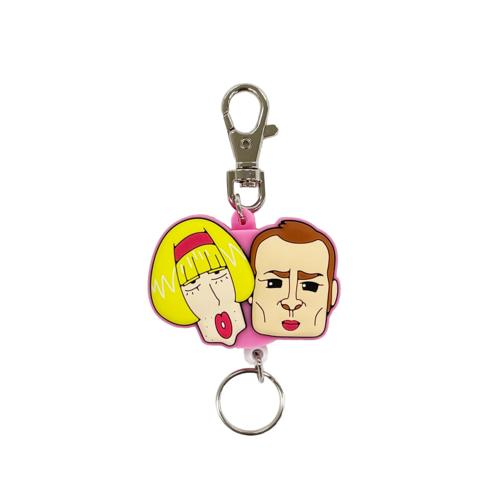 クレヨンしんちゃん　リール付きラバーキーホルダー　女装ひろし＆トラックの男