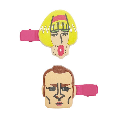 クレヨンしんちゃん　フロッキーヘアクリップ　女装ひろし＆トラックの男