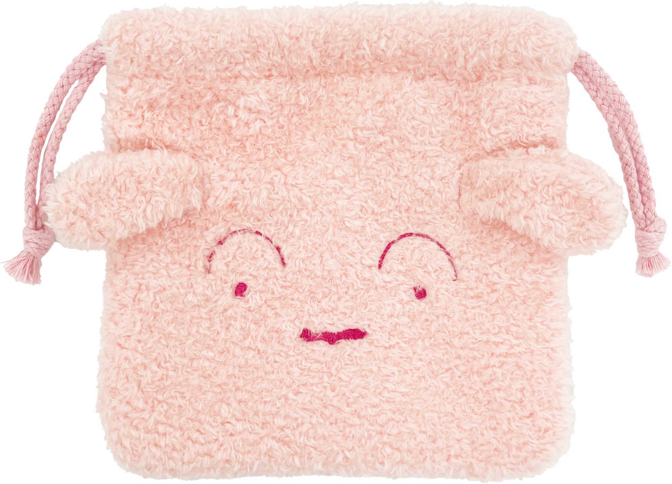 クレヨンしんちゃん　フェイス巾着　カラフルシロ　ピンク