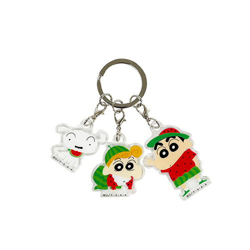 クレヨンしんちゃん　3連アクリルキーホルダー　スイカトリオ