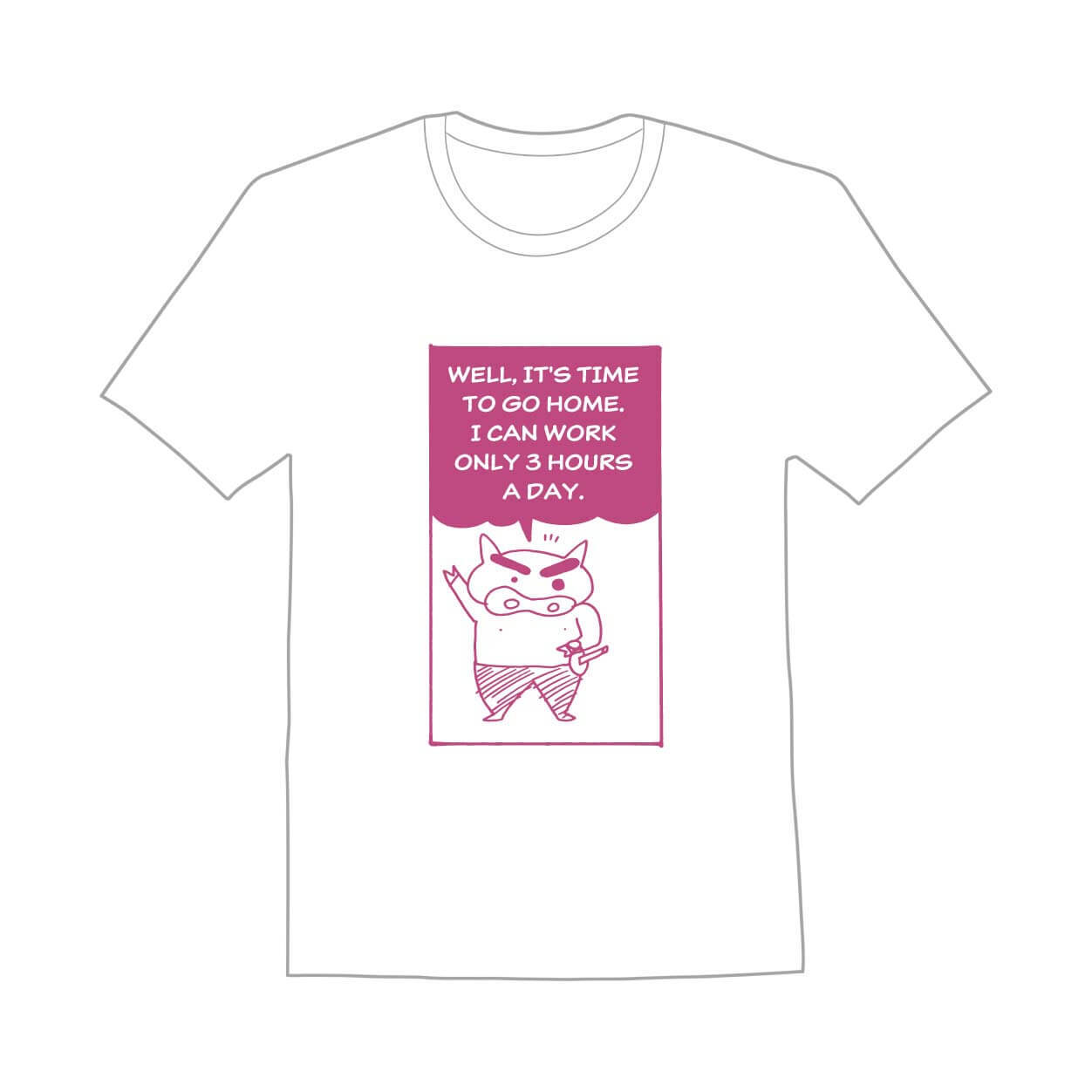 クレヨンしんちゃん　ピンクラメのTシャツ　ぶりぶりざえもんの名言English ver.　WH(Free size)